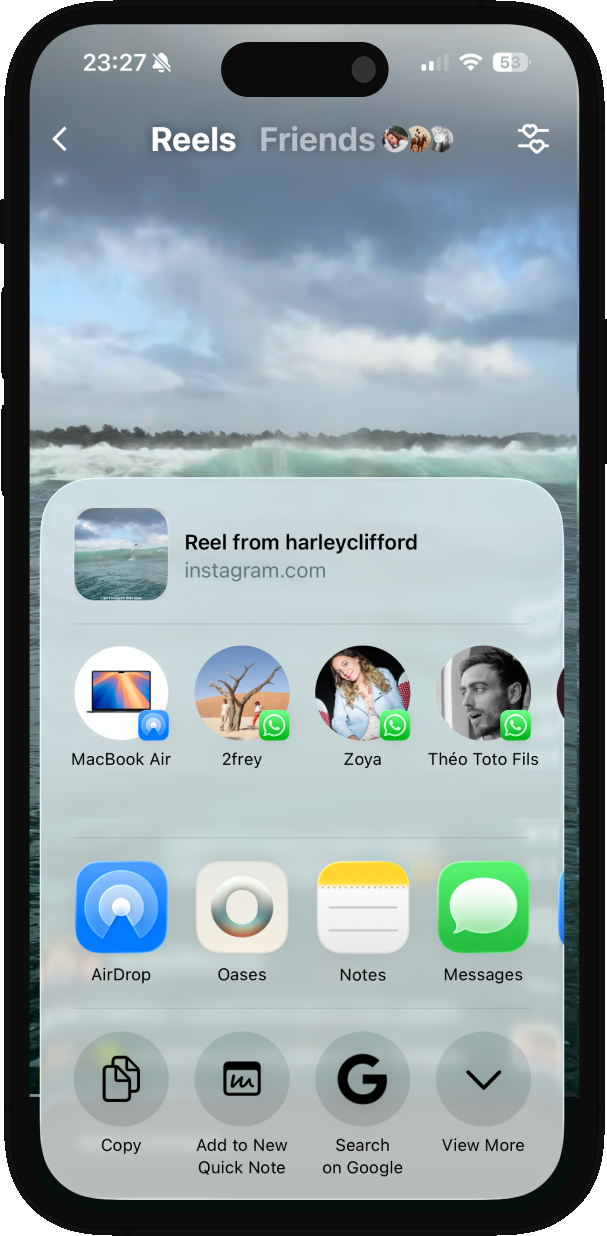 iOS share sheet